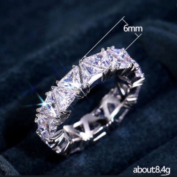 TRILLION CUT DIAMOND ETERNITY RING - Picture 3 of 7